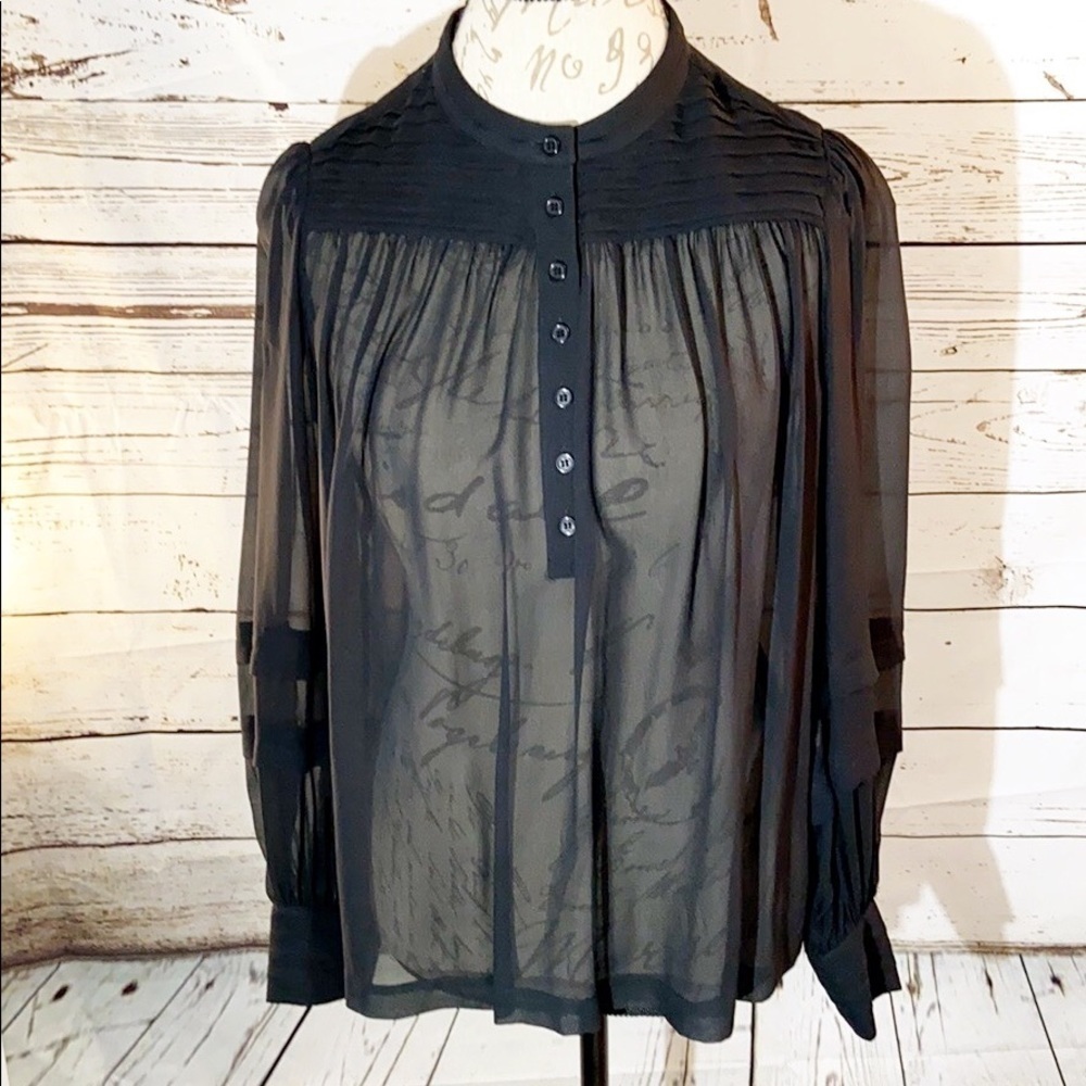 𝅺MODA International Sheer Silk Blouse